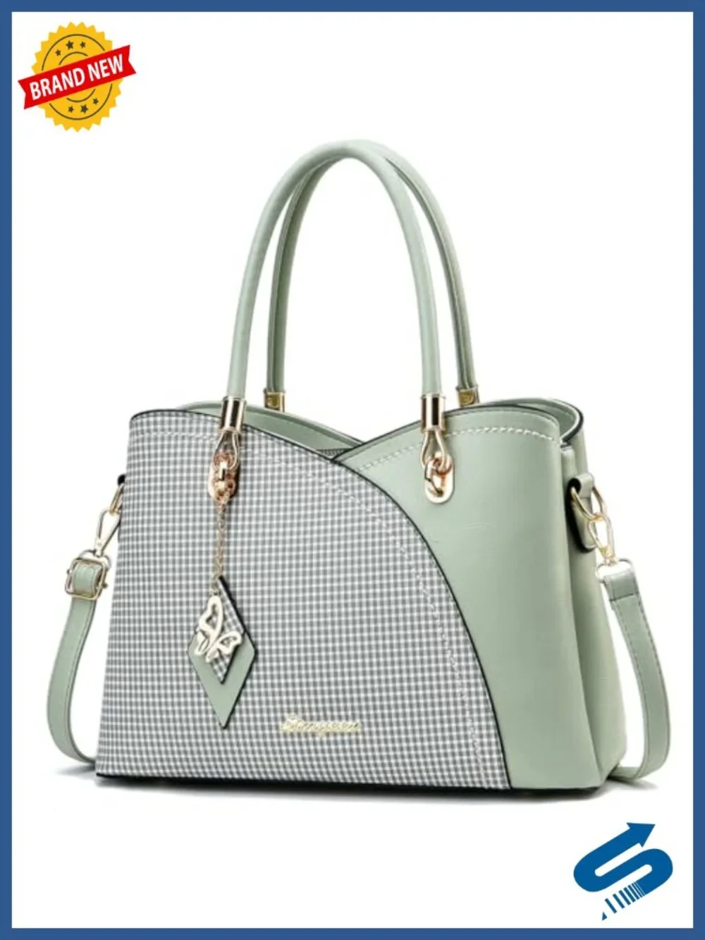 Ladies Top Handle Satchel Shoulder Bag Tote - Faux Leather